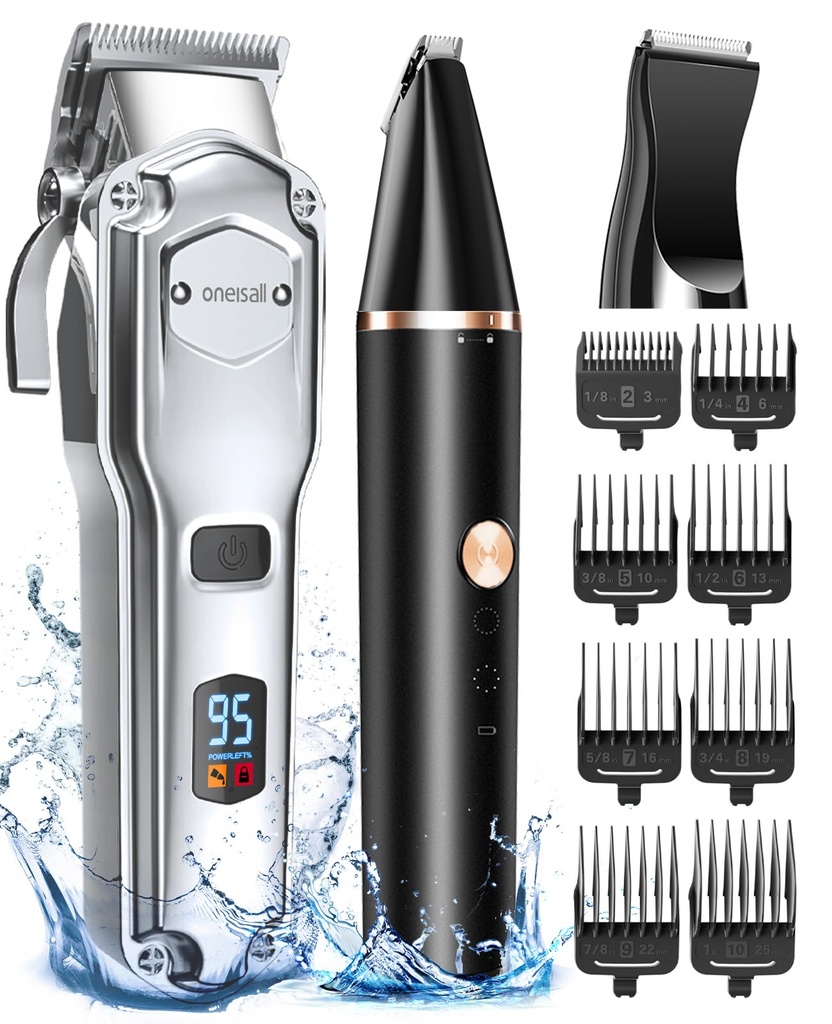 oneisall Dog Clippers & Paw Trimmer 3 in 1 Grooming Kit for Thick Hair