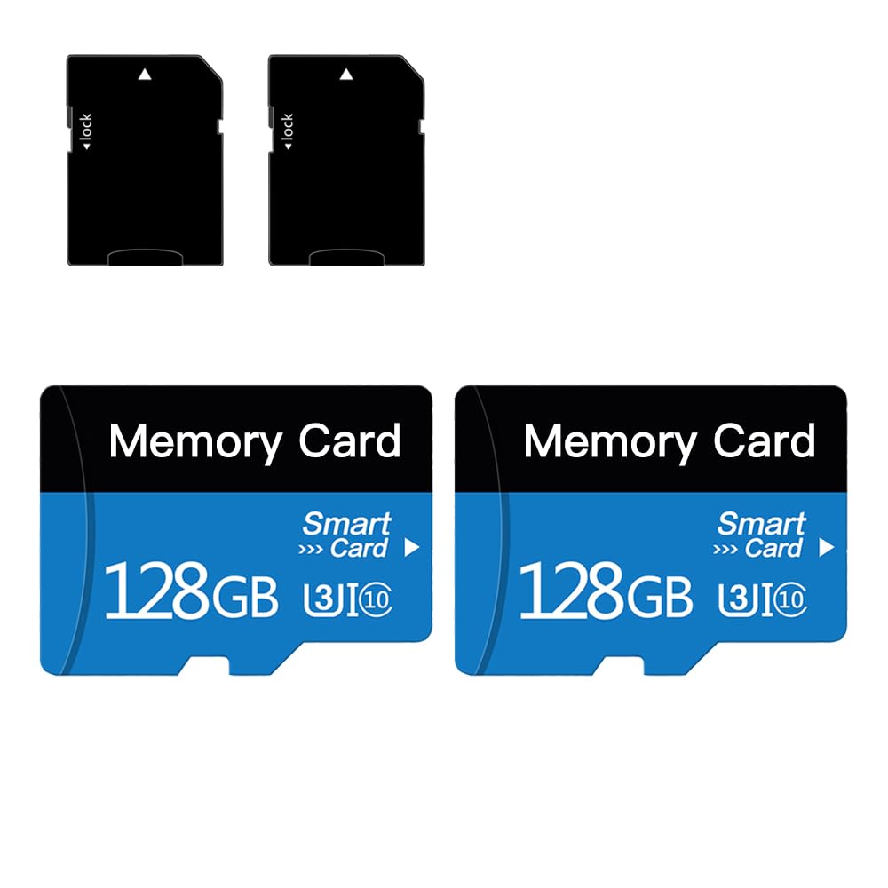 2-Pack 128GB MicroSD Memory Card Micro SD Card With Adapter Class 10, UHS-I, A1, For Smartp