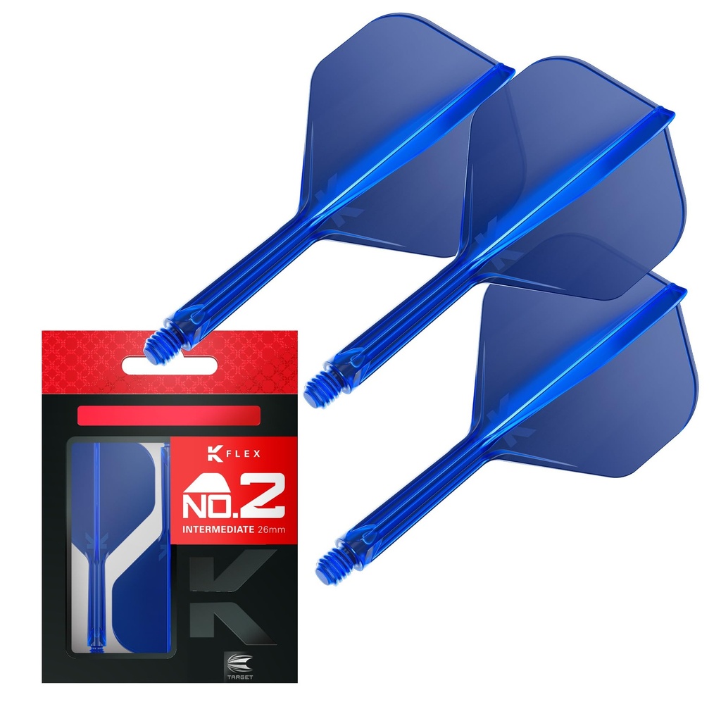 Target Darts K Flex Integrated Dart Flights And Shafts, No.2 Blue (Intermediate) | Pack Of