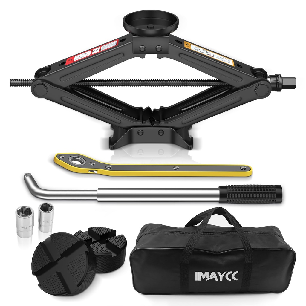 IMAYCC Car Jack Kit 2.5 Ton, Universal Scissor Jack for Car with Rubber Jack Pad, Portable