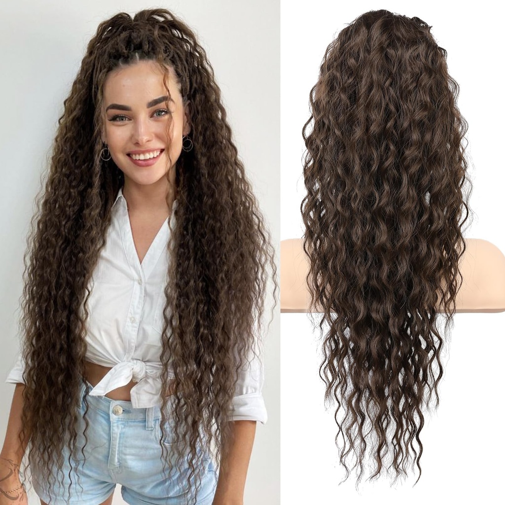 FLUFYMOOZ Ponytail Extension, 26 Inch Bohemian Style Drawstring Ponytail Hair Extensions fo