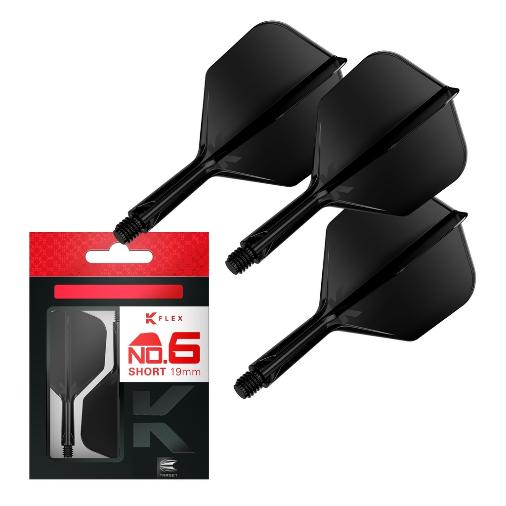Target Darts K Flex Integrated Dart Flights And Shafts, No.6 Black (Short) | Pack Of 3 K-Fl