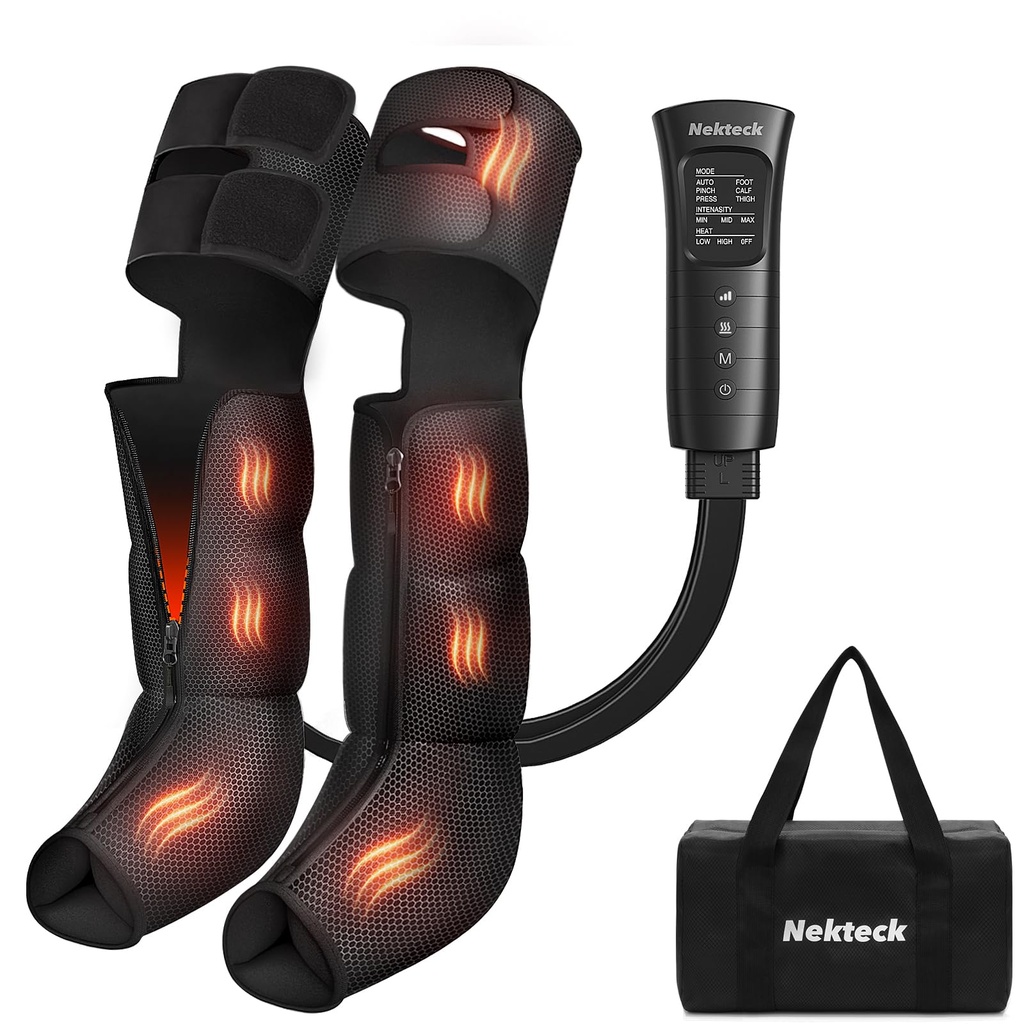 Nekteck Leg Massager with Heat, Air Compression Foot and Calf Massage Machine, Portable Full