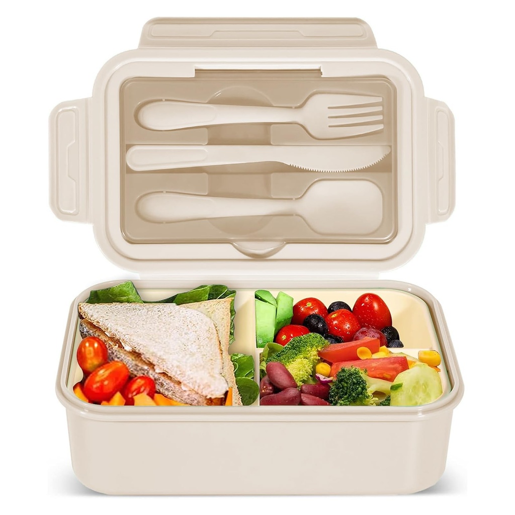 IJIAMY Bento Lunch Box - 1400ml Adult & Kids Lunch Container with 3 Compartments, Cutlery,