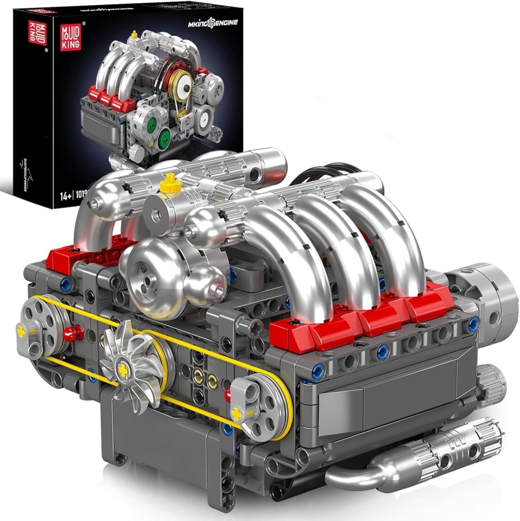 Mould King 10193 Technik Engine Building Blocks Toy Kit, Boxer Engine Clamping Blocks Const