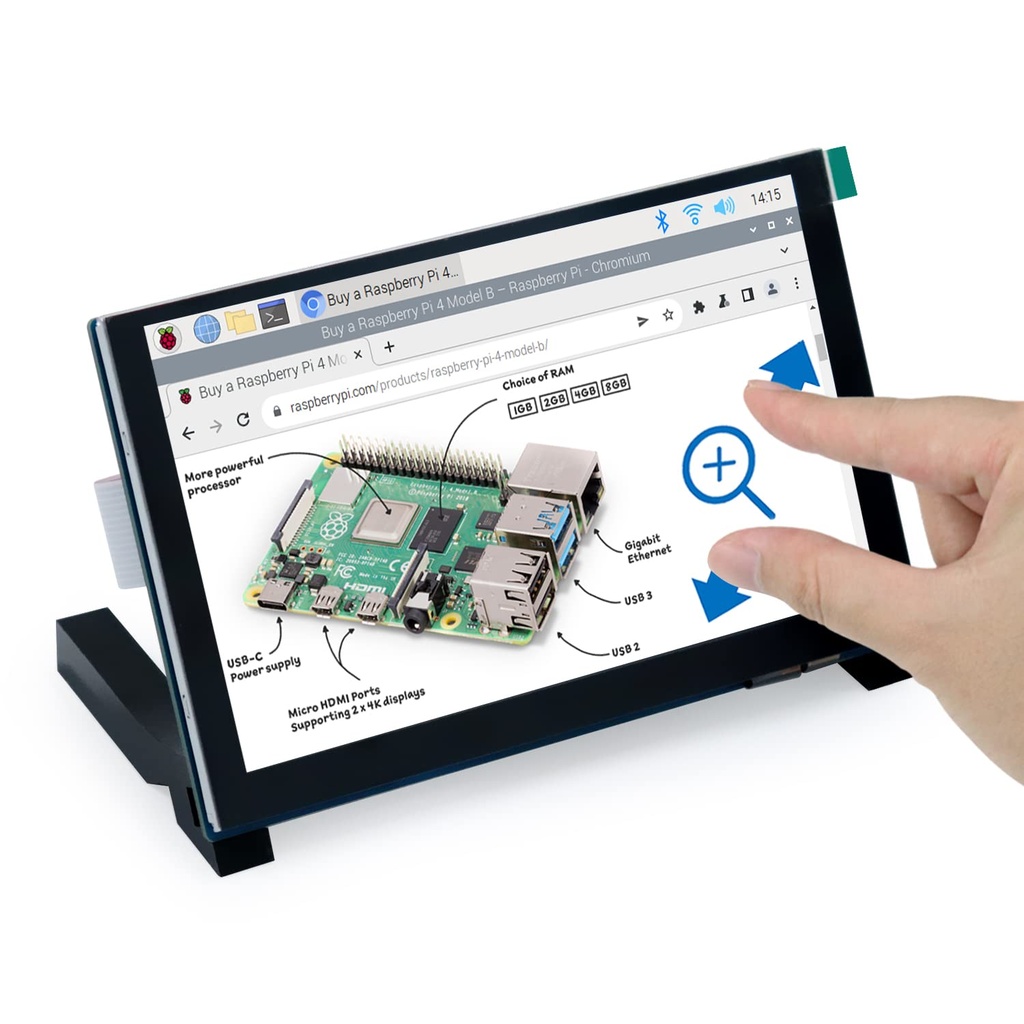 FREENOVE 5 Inch Touchscreen Monitor for Raspberry Pi 5 4 B 3 B+ A+, 800x480 Pixel IPS Displ