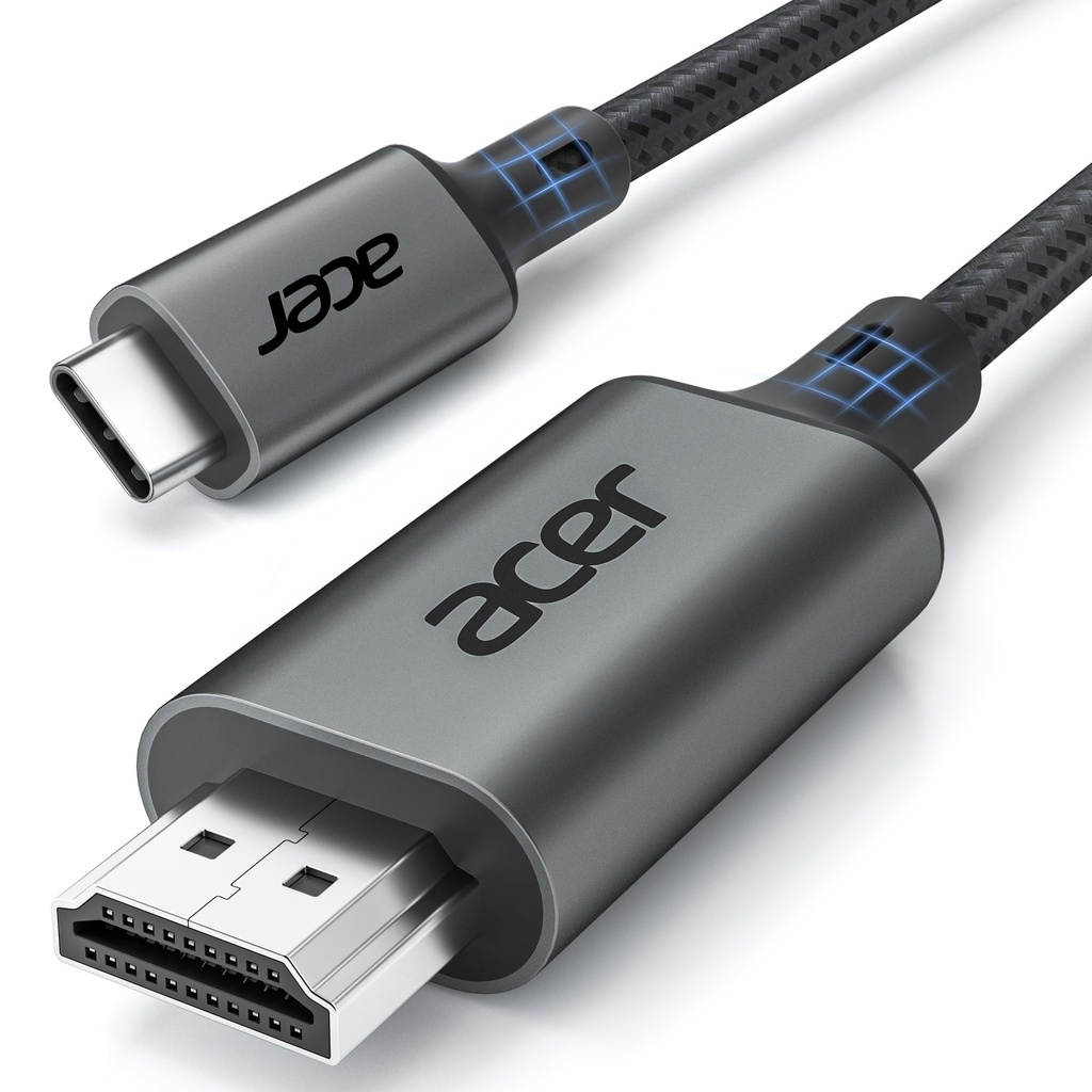 Acer USB C to HDMI Cable 2m (4K@60Hz 2K@165Hz) Thunderbolt 3/4/5 HDR, Nylon
