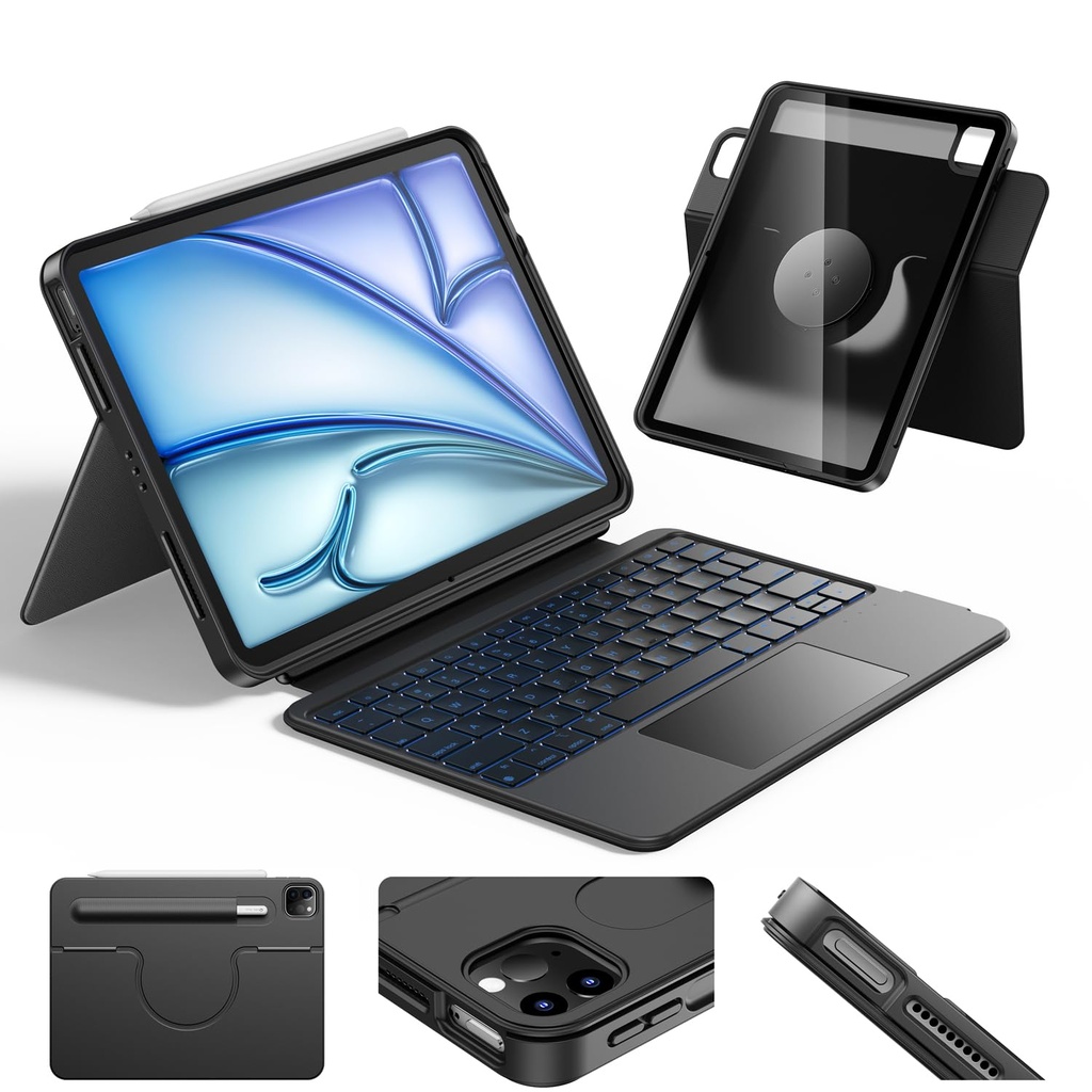 HOU 360° Rotating Detachable Keyboard Case for iPad Air 13" & Pro 13"/12.9"