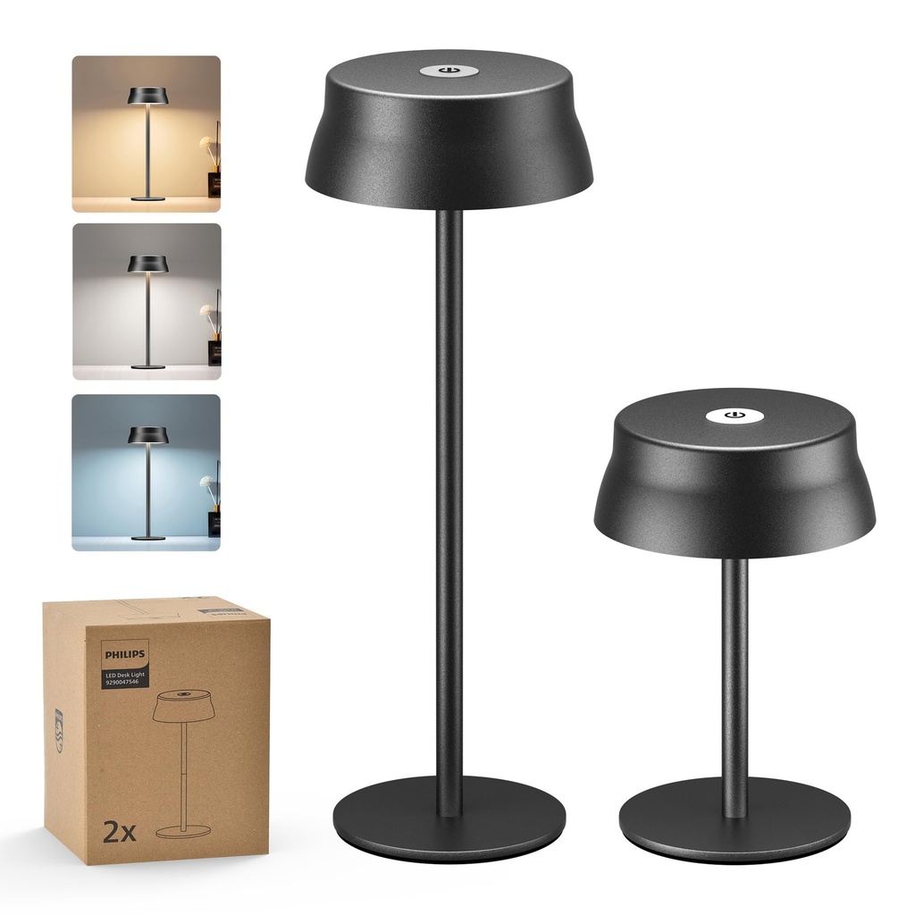 Philips Cordless Table Lamp, Portable Outdoor LED Desk Light, Rechargeable Battery Operated