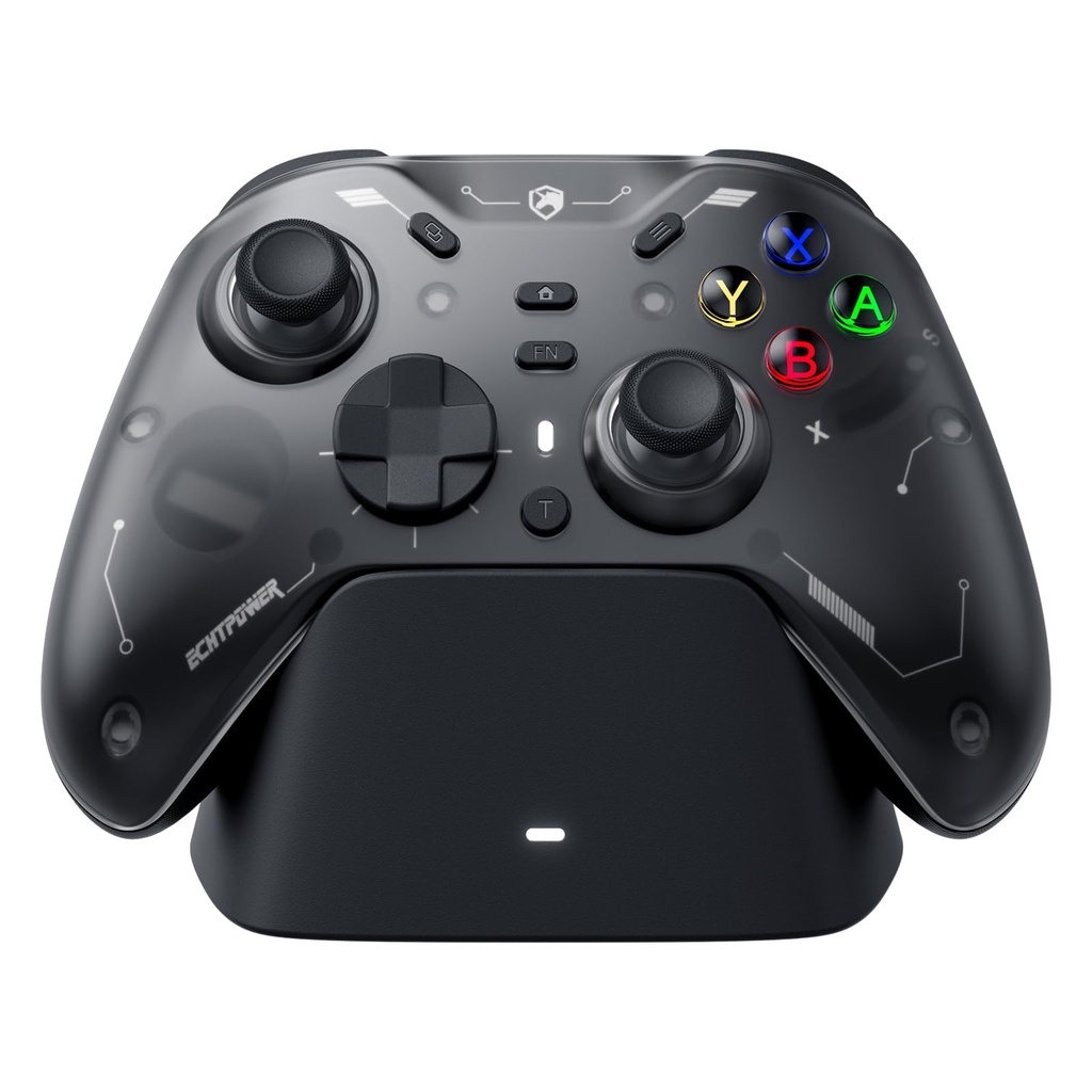 ECHTPower Wireless Gaming Controller PC -TMR Hall Effect Joystick, 2.4G & Wired 1000Hz Pol