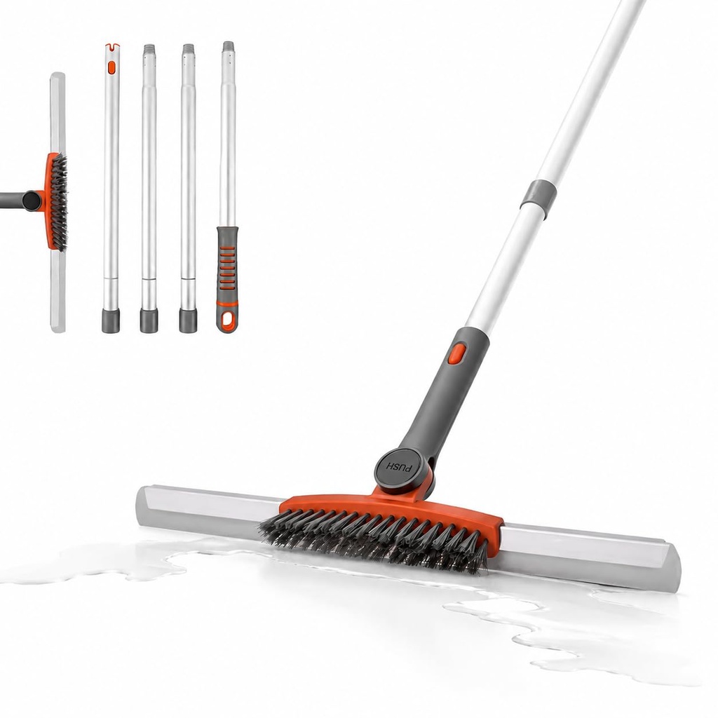 Floor Squeegee Broom,Rubber Broom with Adjustable Aluminium Long Handle