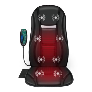 Snailax Back Massager with Heat, Massage Chair Pad with 8 Vibration Motors