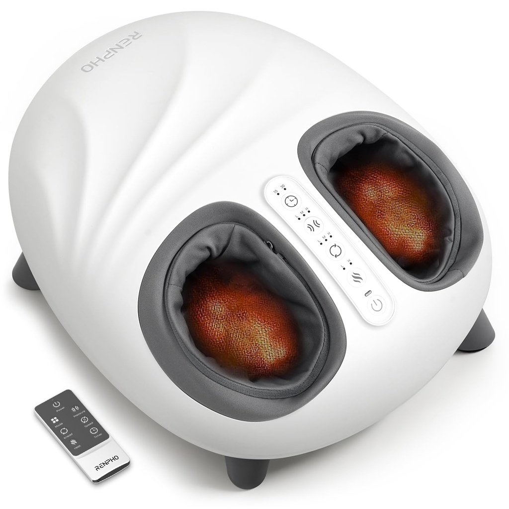 RENPHO Solheel Base Foot Massager, Heated Shiatsu Foot Massager, White