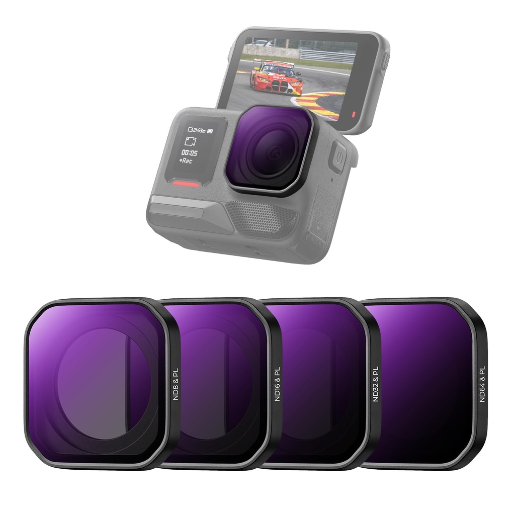 K&F Concept ND/PL Filter Set Compatible with Insta360 Ace Pro 2, ND8/PL+ND16/PL+ ND32/PL+ 
