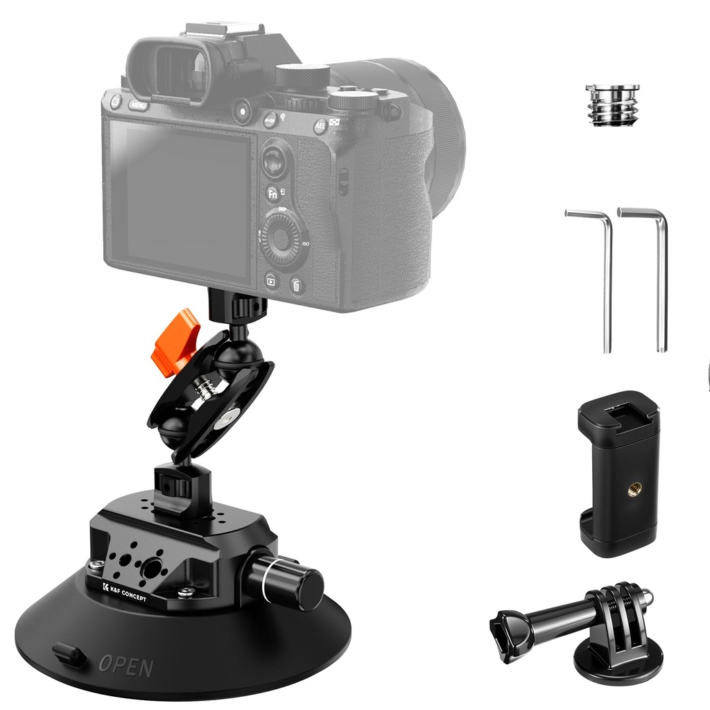 K&F CONCEPT 6" Suction Cup Camera Mount with Magic Arm for Car Window