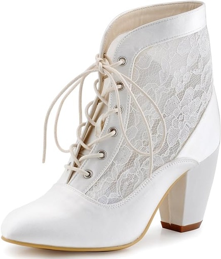 [ITM40557] Job Lot of 9 x Elegantpark HC1559 Women Closed Toe Lace-up Ankle Boots High Heels Prom Lace Wedding Size 7