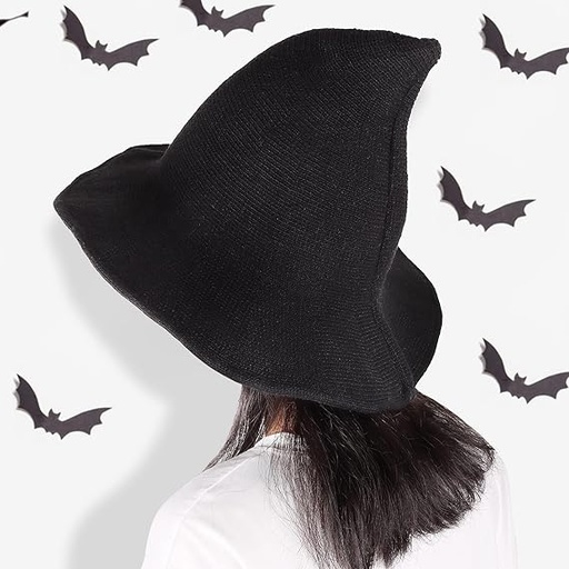 [ITM48603] Job Lot of 16 x JOKBEN Witch Hat, Halloween Black Witches Hat for Women,Wide Brim Wizard Hat,Wool Knitted 