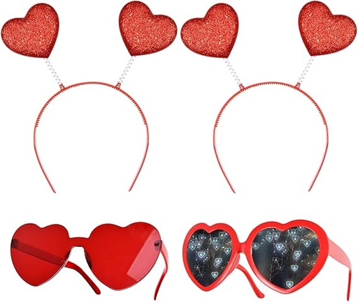 [ITM50727] Job Lot of 44 x GRKJGytech Valentine's Day Heart Shape Glasses Heart Boppers Set Party Accessories Heart Effect