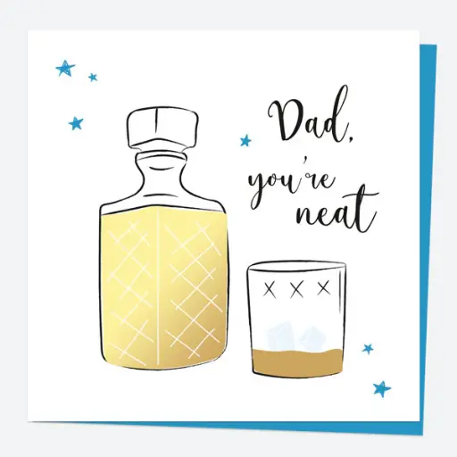 [ITM51753] Job Lot of 8 x Dotty about Paper Luxury Foil Birthday Card - Whiskey - Dad You're Neat. Foil Detailing 