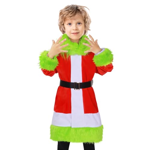 [ITM52749] Job Lot of 2 x Meekio Green Big Monster Costume for Kids Boys Monster Christmas Furry Suit Santa Outfit