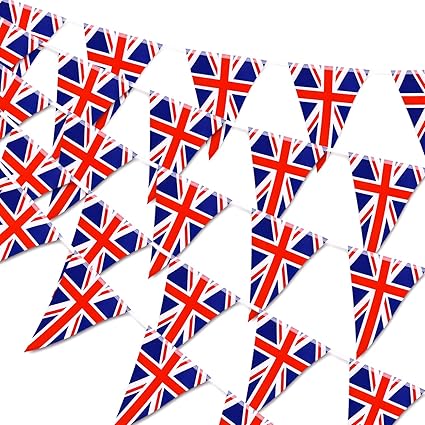 [ITM56295] Job Lot of 8 x Whaline 30pcs Large Union Jack Bunting Banner Britain Triangle Flag Garlands British Pennant