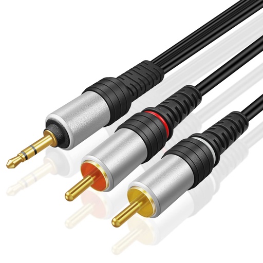 [ITM65955] Job Lot of 64 x TNP 3.5mm to RCA Audio Cable - 1 Feet Gold Plated HiFi Sound Aux to RCA Cable Male to Male