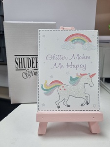 [ITM68001] Job Lot of 12 x Shudehill Giftware Glitter Unicorn Oblong Easel (Box of 6)