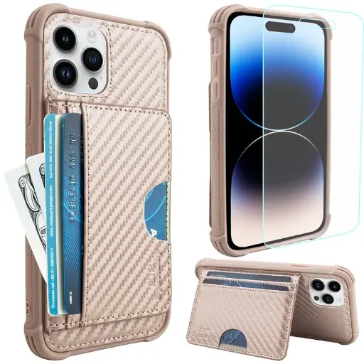 [ITM68913] Job Lot of 8 x b1b byoneby Wallet Case for iPhone XR/10R with Credit Card Holder Slots & Screen Protector - Rose Gold