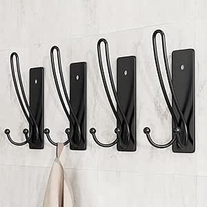 [ITM69885] Job Lot of 49 x niffgaff Adhesive Towel Hook for Bathroom - 3.94 x 1.1 Inch Large self Adhesive Hooks, Black Adhesive Hooks, Super Sticky Hooks, Super Load-Bearing Coat Hooks, 4 Pack