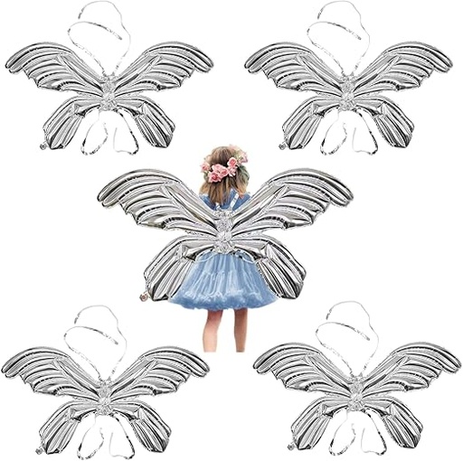 [ITM73857] Job Lot of 16 x mciskin Butterfly Fairy Wings Balloons, Butterfly Foil Balloons,40in Large Angel Wings Balloon (4PCS) (Silver)