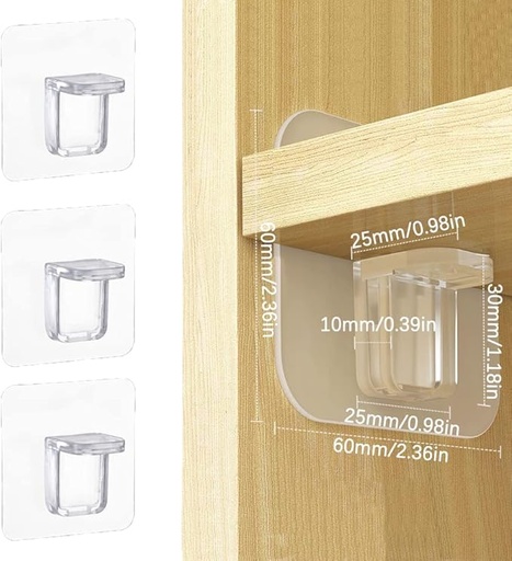 [ITM77145] Job Lot of 56 x 15 Pcs Shelf Support Pegs Transparent Adhesive Pegs Punch Free Shelf Brackets for Wardrobe