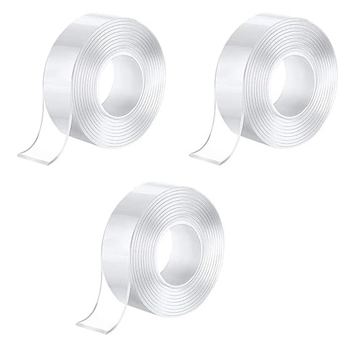 [ITM80517] Job Lot of 23 x NA 3pcs Double Sided Tape Heavy Duty Clear Double Sided Tape Nano Adhesive Tape Removable Reusable Traceless Strong Mounting Tape for Carpet Photos Wall Posters Kitchen Party etc 1Mx3CMx2MM