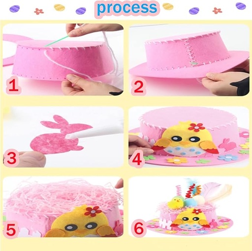 [ITM82821] Job Lot of 17 x mciskin Easter party hat set, DIY handmade crafts, fun children's crafts, animal theme parties, handmade game supplies for kindergarten. (Pink)