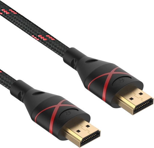 [ITM83409] Job Lot of 33 x BLACK AND RED Rankie R1108P HDMI Cable, 4K Ready, 30AWG Nylon Braided, High-Speed HDTV Cable