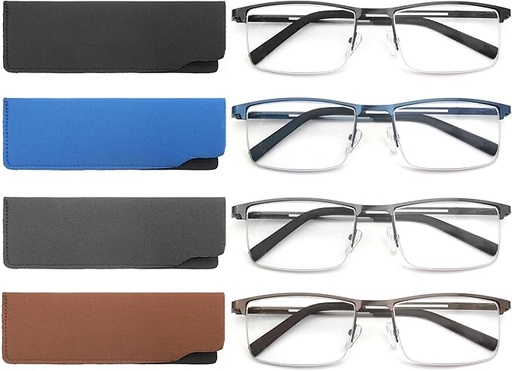 [ITM86691] Job Lot of 12 x MODFANS 4-Pack Reading Glasses Men Women Blue Light Blocking Metal Frame Stainless Steel Material Readers Glasses Black Grey Blue Brown