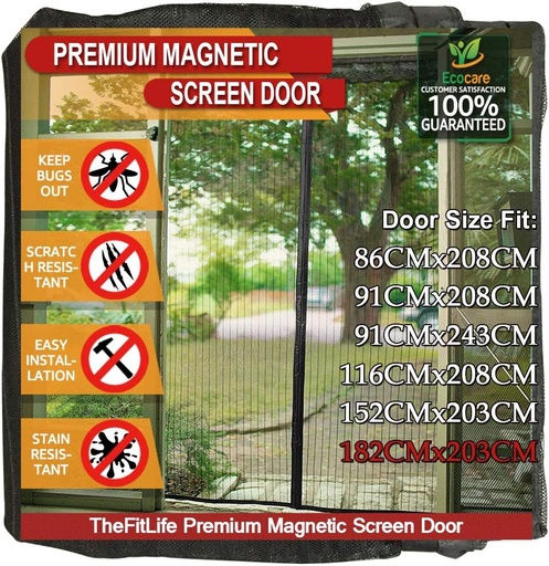 [ITM107271] Job Lot of 7 x TheFitLife Magnetic Fly Screens for Doors - Heavy Duty Mesh Curtain with Full Frame Hook